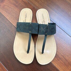 Sophia Milano Leather T-Strap Sandals Made in Italy Size 8 1/2